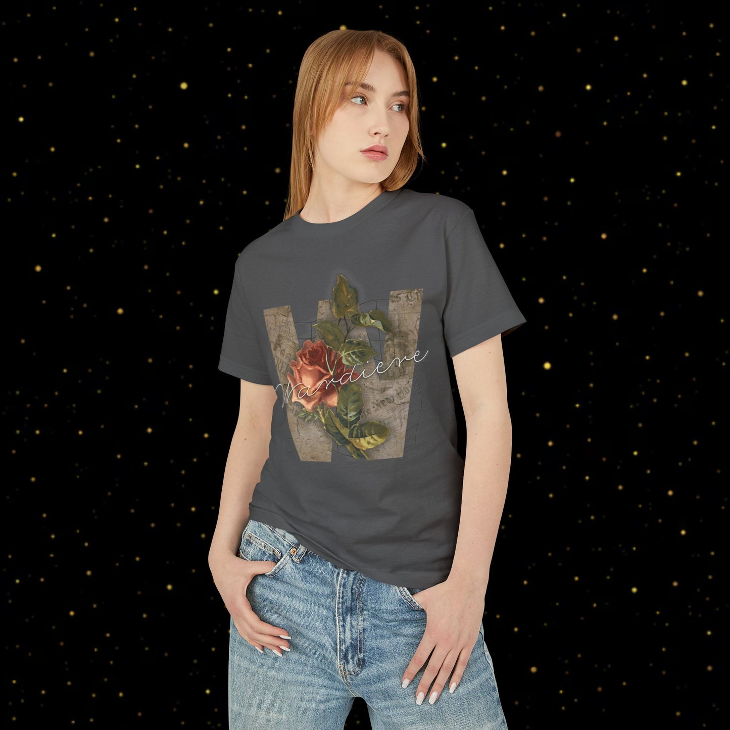 'w' Floral Art T-Shirt