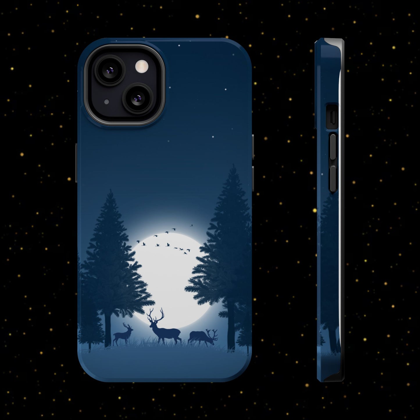 Handyhülle mit Hirschmotiv aus dem Nachtwald