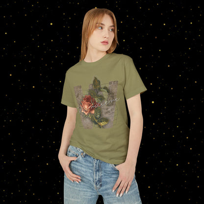 'w' Floral Art T-Shirt