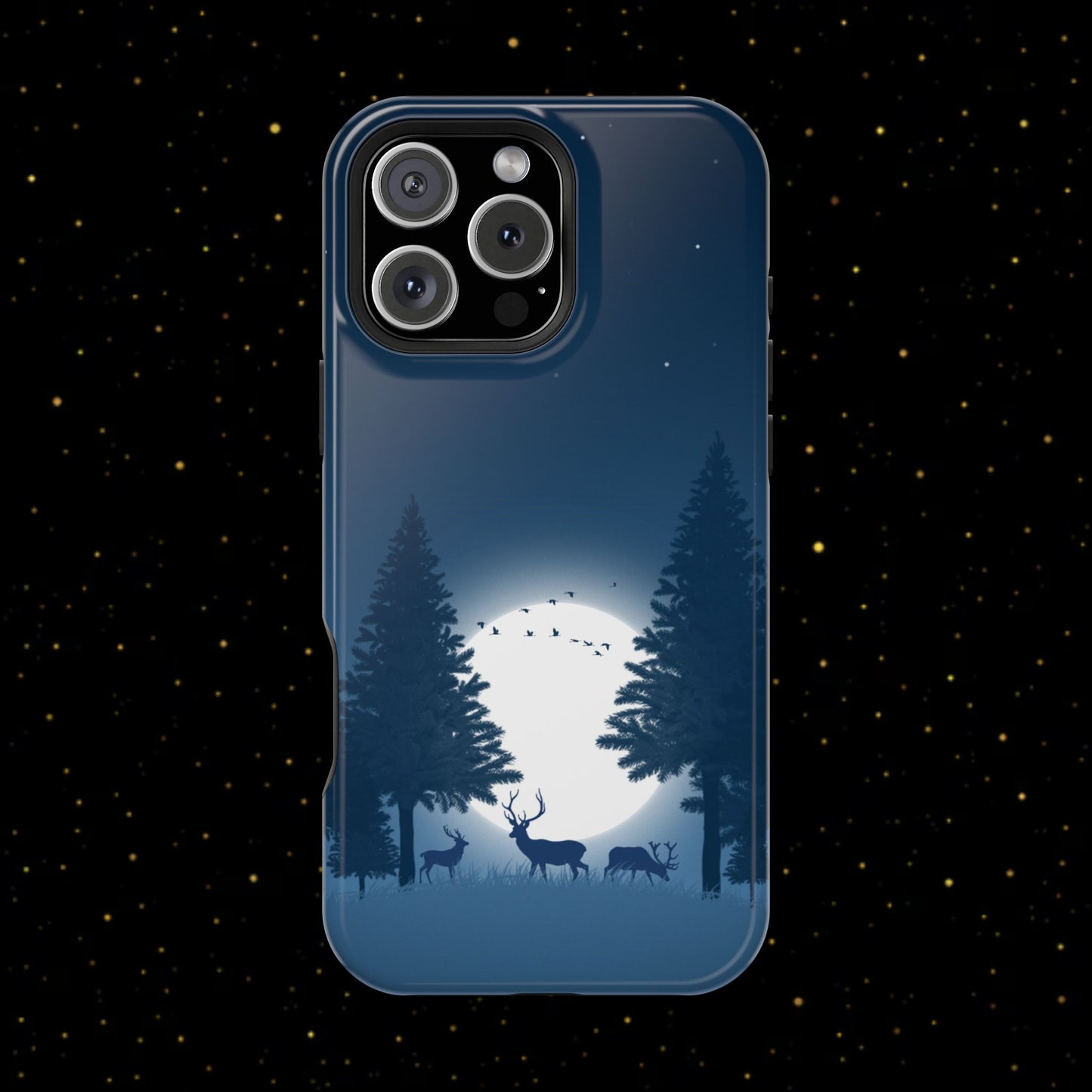 Handyhülle mit Hirschmotiv aus dem Nachtwald