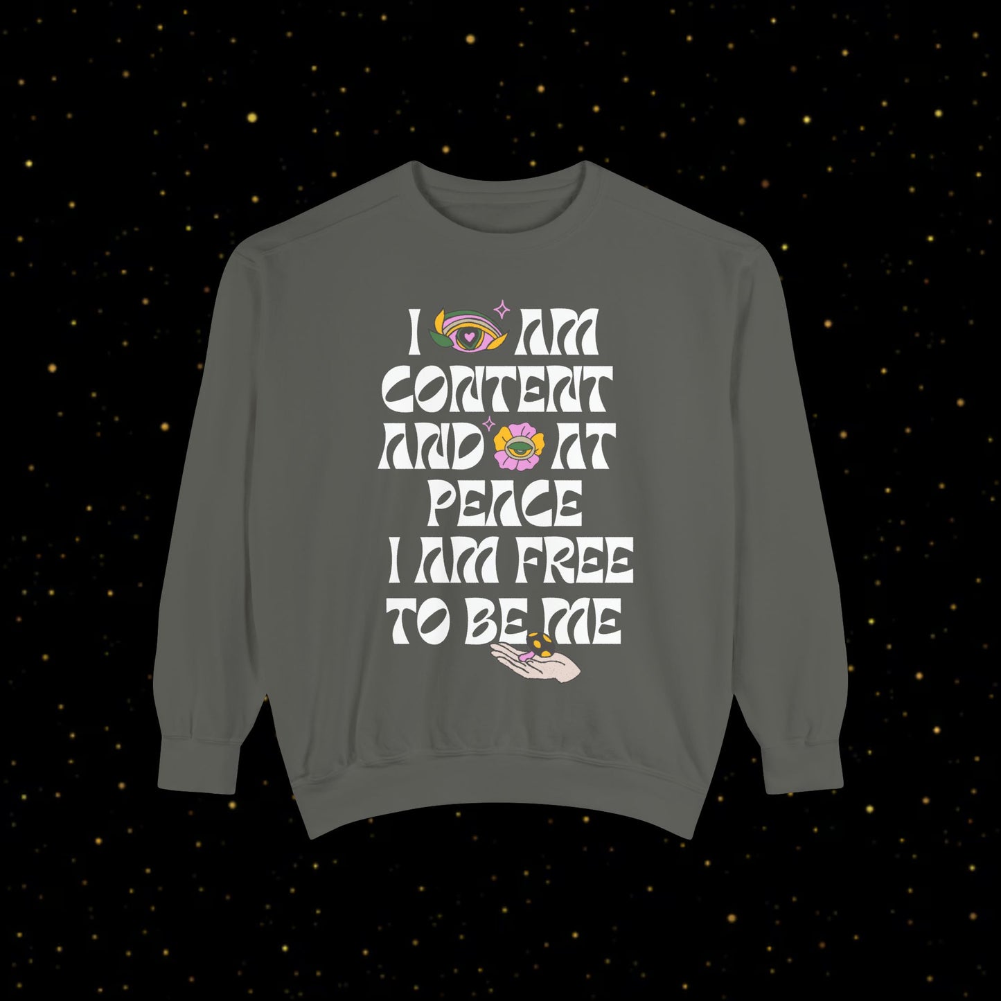 "I Am Free" Inspirierendes Sweatshirt mit Grafikprint