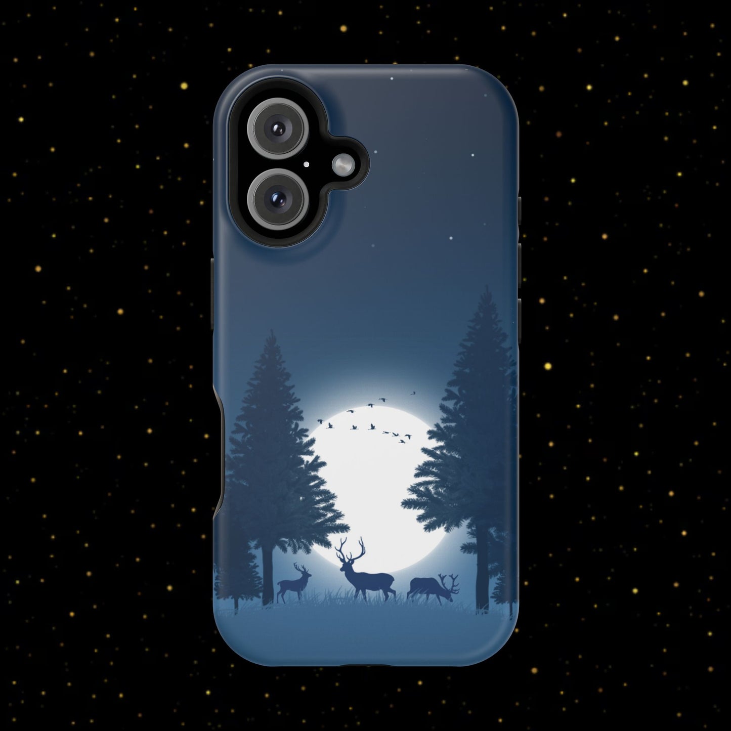 Handyhülle mit Hirschmotiv aus dem Nachtwald