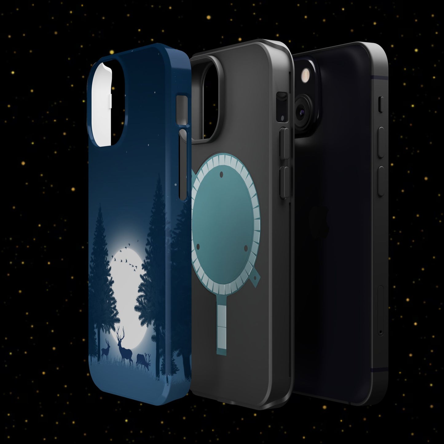 Handyhülle mit Hirschmotiv aus dem Nachtwald