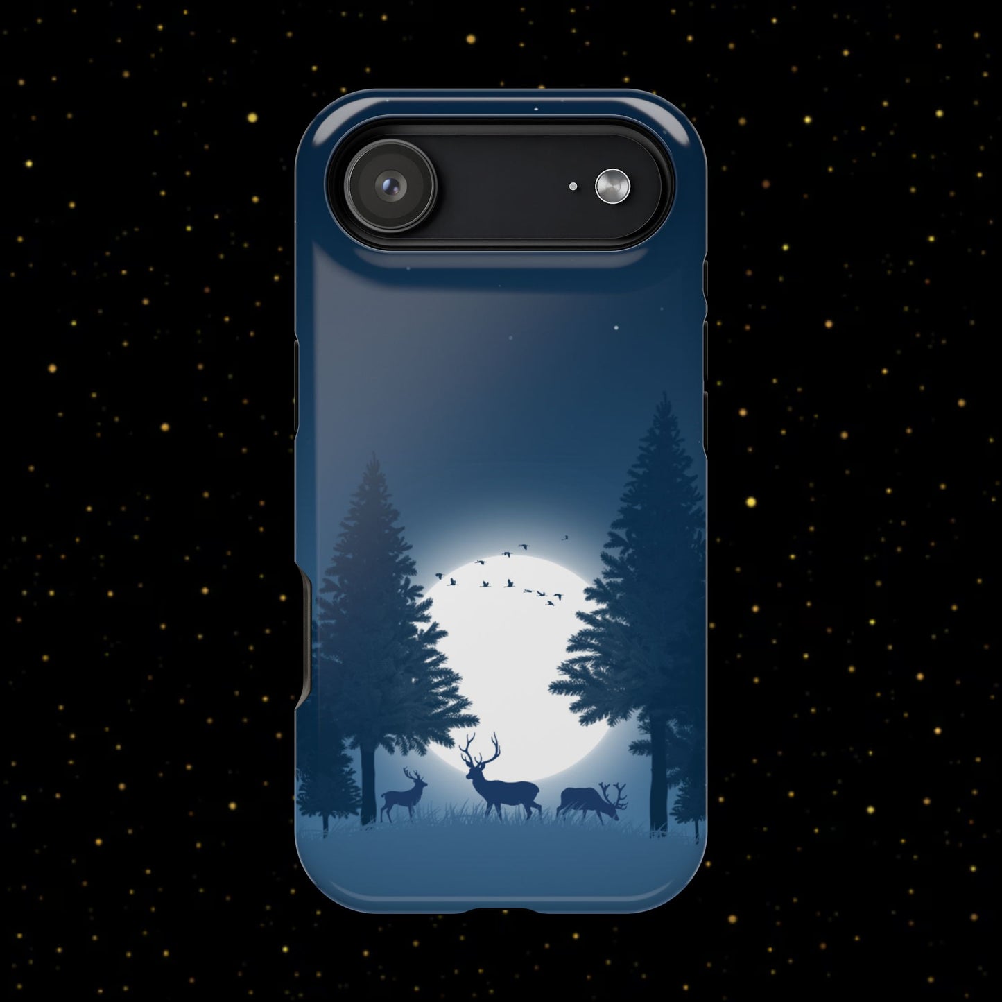 Handyhülle mit Hirschmotiv aus dem Nachtwald