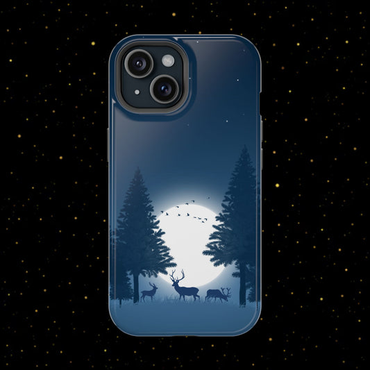 Handyhülle mit Hirschmotiv aus dem Nachtwald