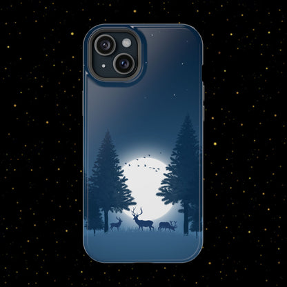 Handyhülle mit Hirschmotiv aus dem Nachtwald