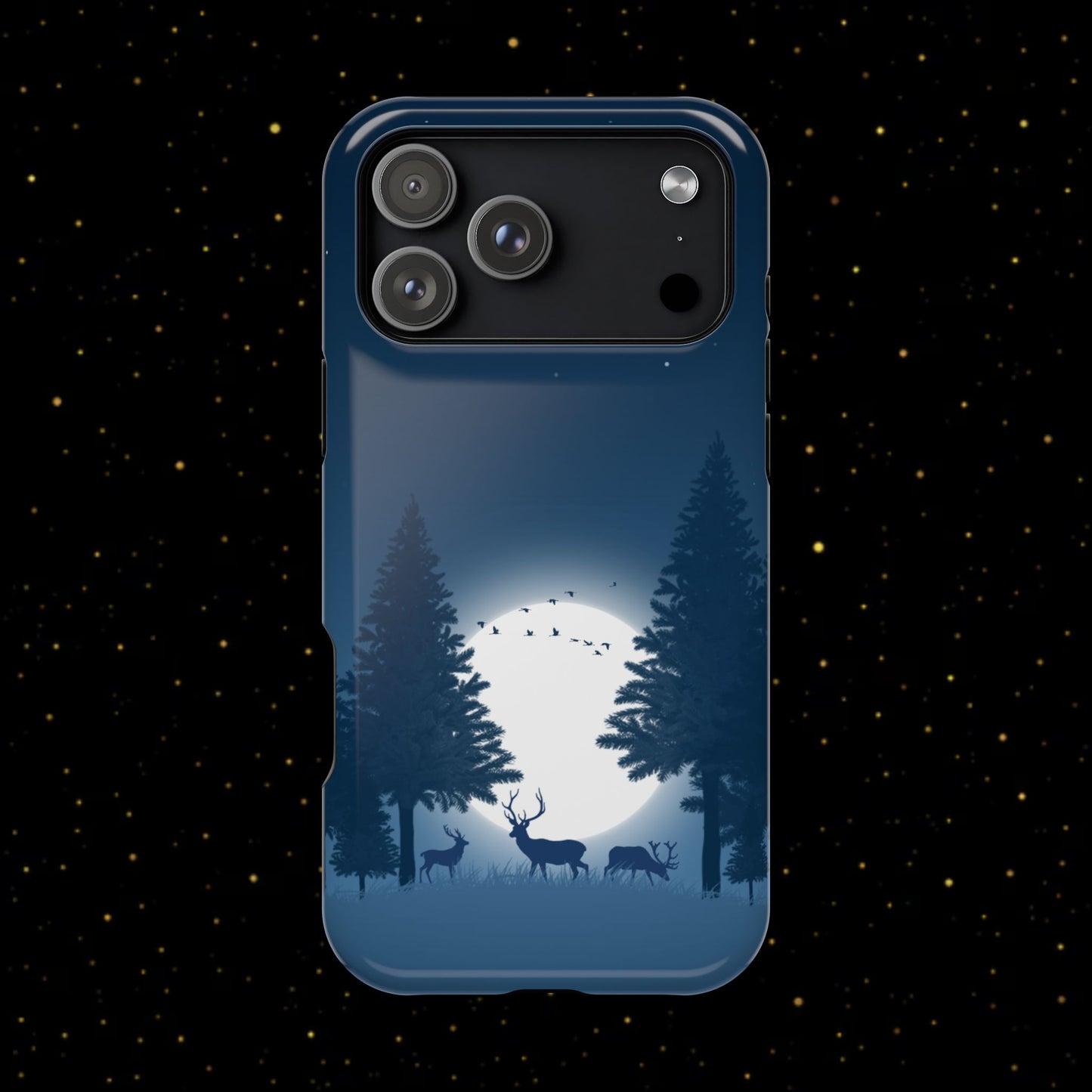 Handyhülle mit Hirschmotiv aus dem Nachtwald
