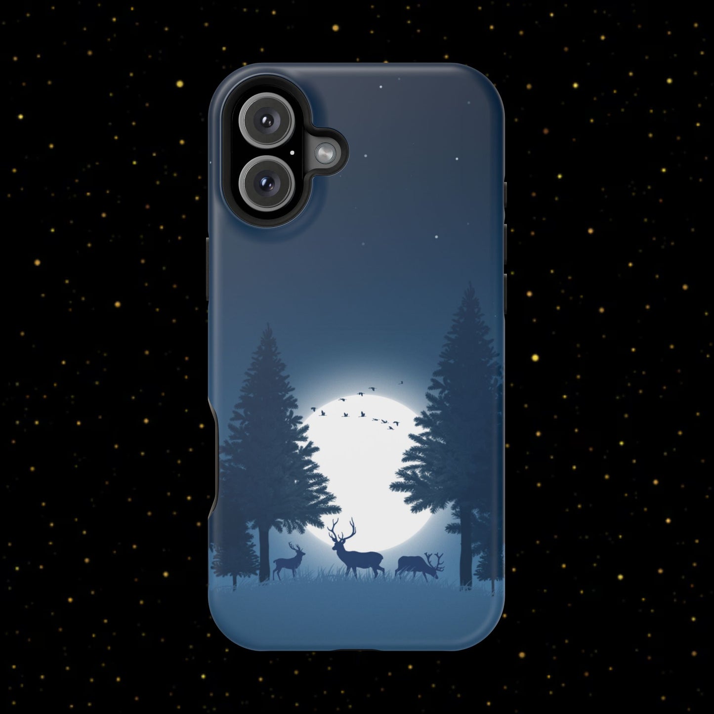 Handyhülle mit Hirschmotiv aus dem Nachtwald