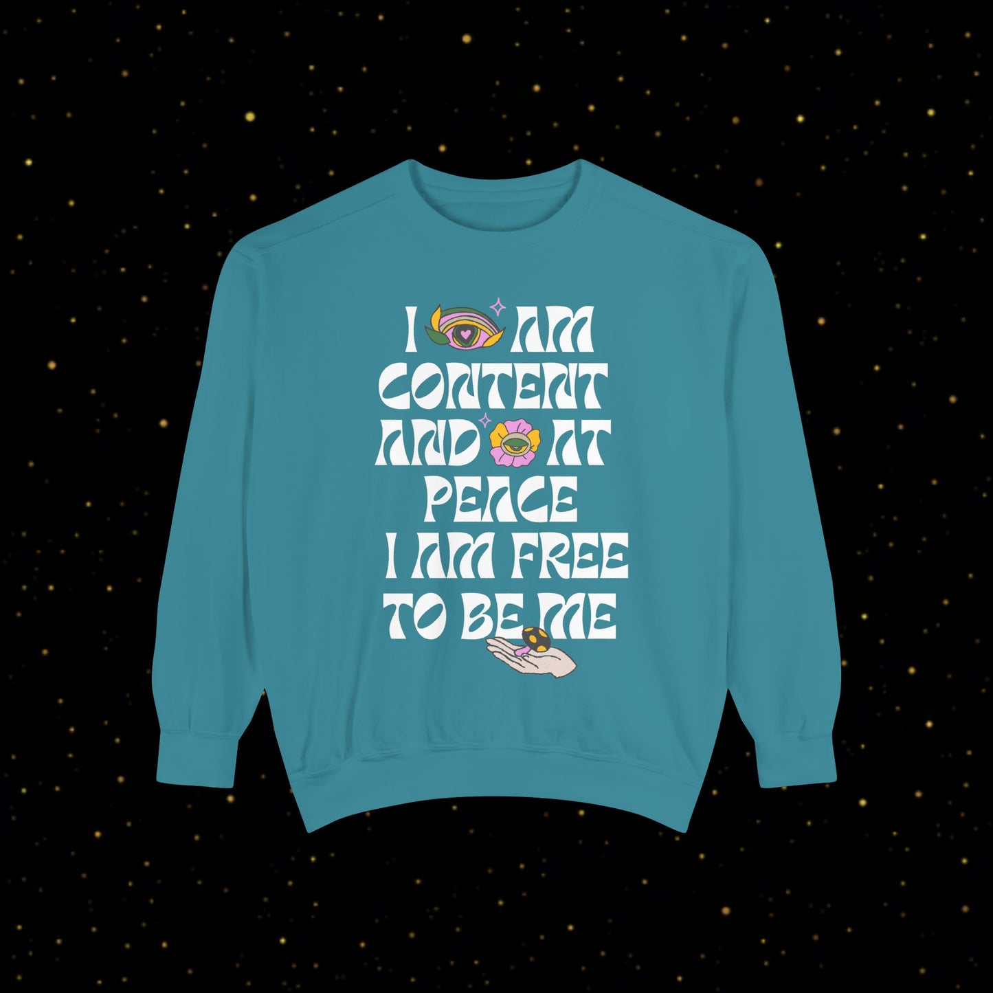 "I Am Free" Inspirierendes Sweatshirt mit Grafikprint