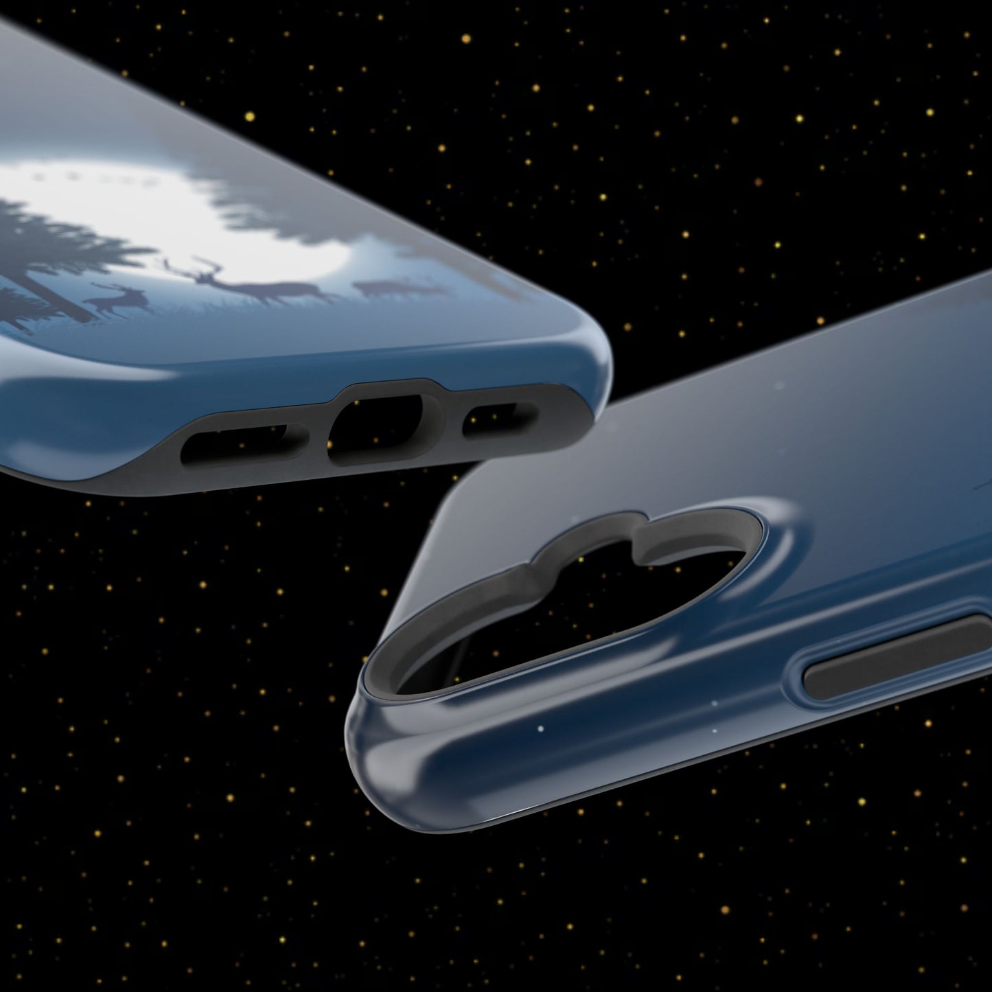 Handyhülle mit Hirschmotiv aus dem Nachtwald