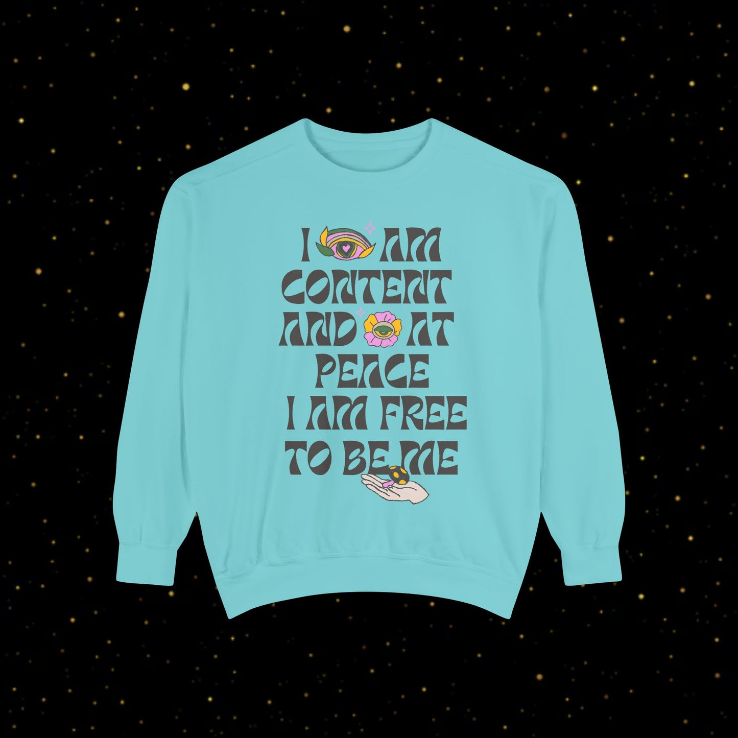 "I Am Free" Inspirierendes Sweatshirt mit Grafikprint