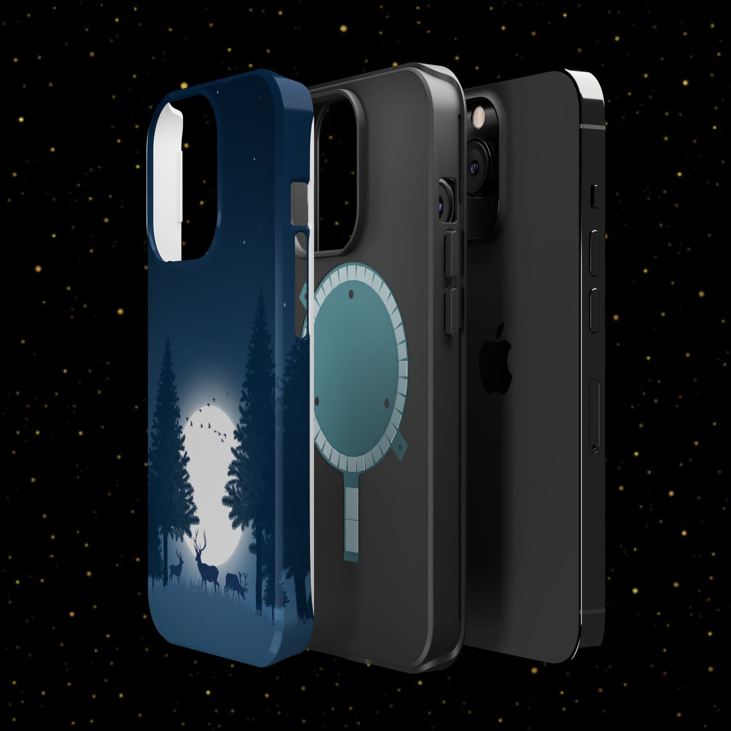 Handyhülle mit Hirschmotiv aus dem Nachtwald