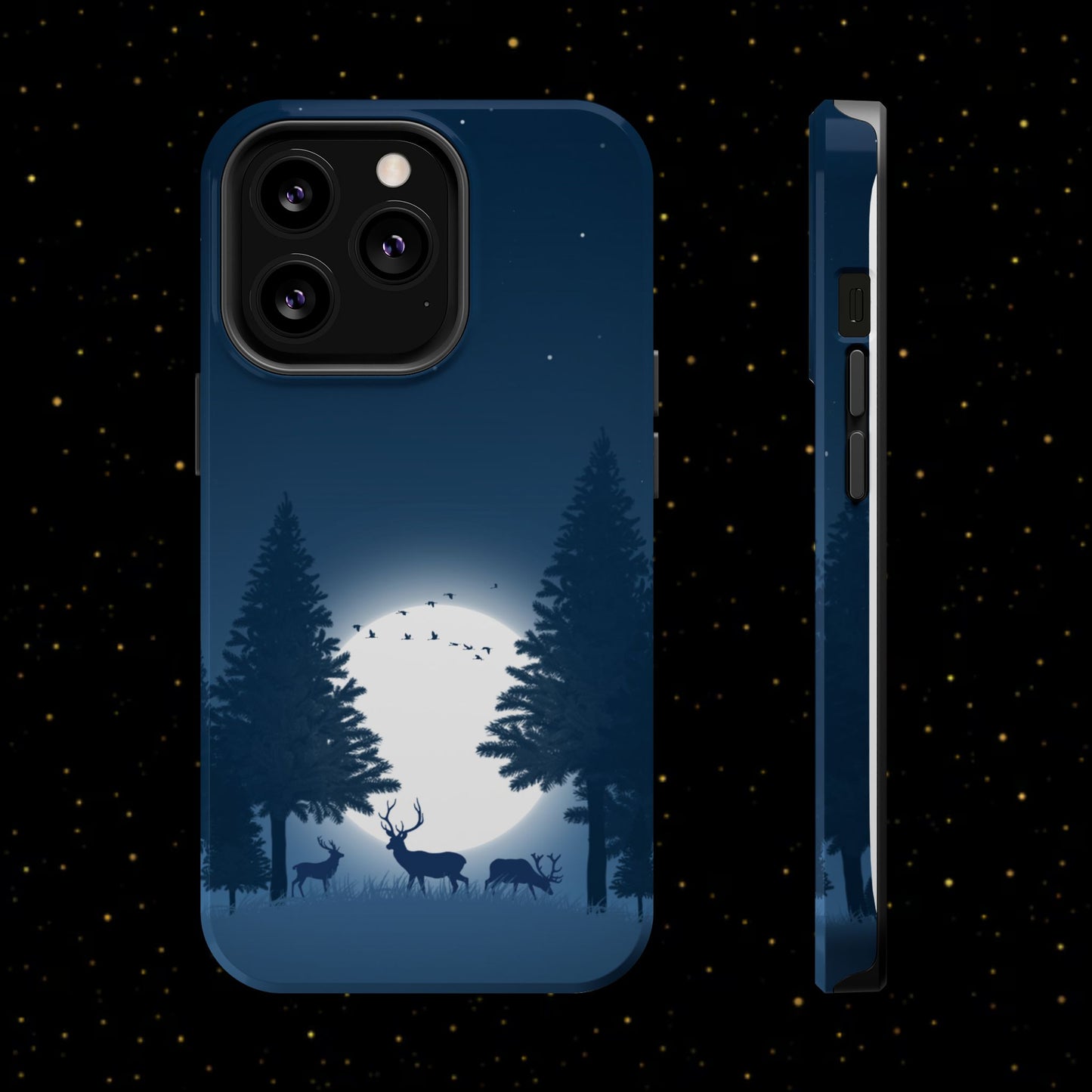 Handyhülle mit Hirschmotiv aus dem Nachtwald