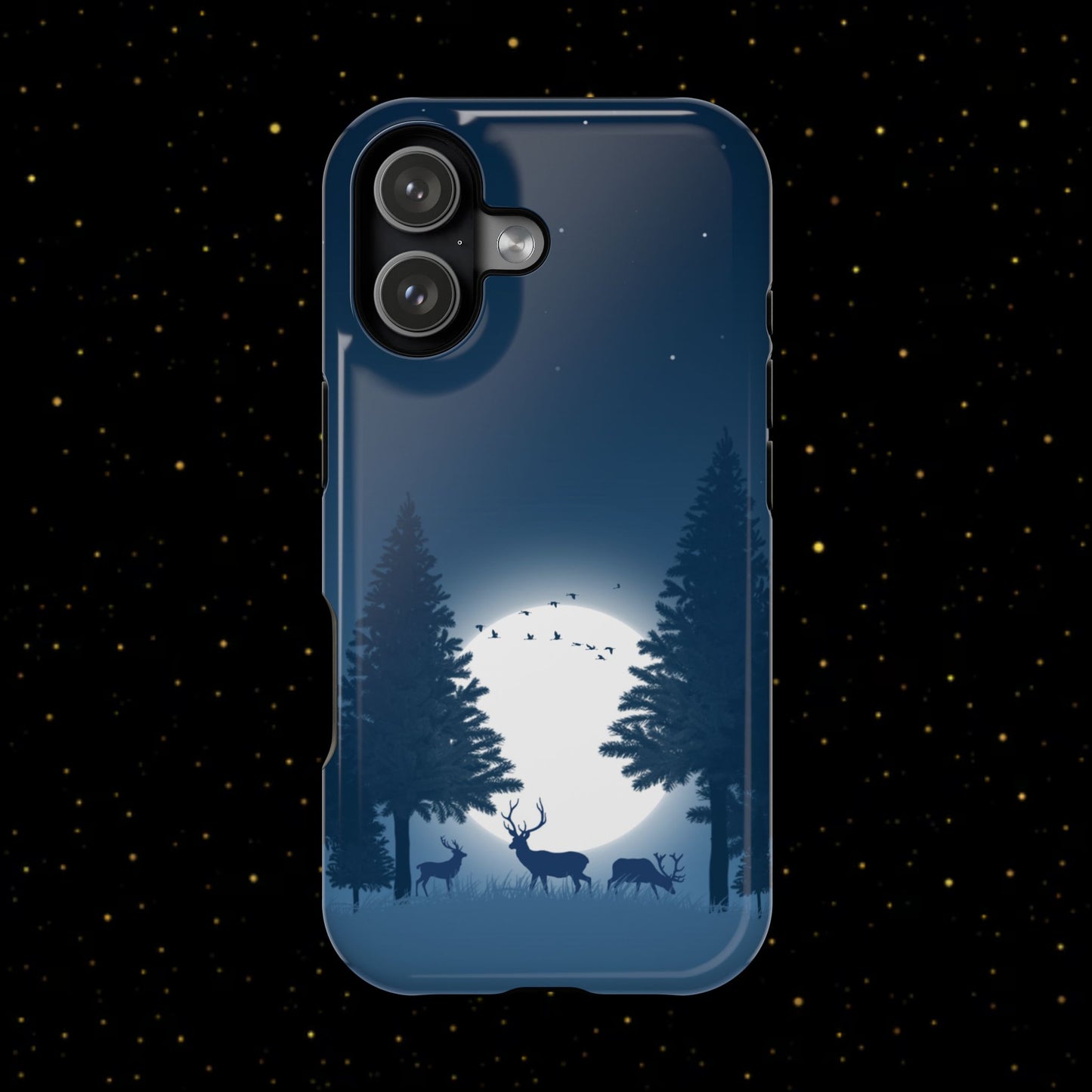 Handyhülle mit Hirschmotiv aus dem Nachtwald