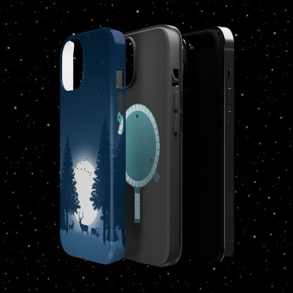 Handyhülle mit Hirschmotiv aus dem Nachtwald