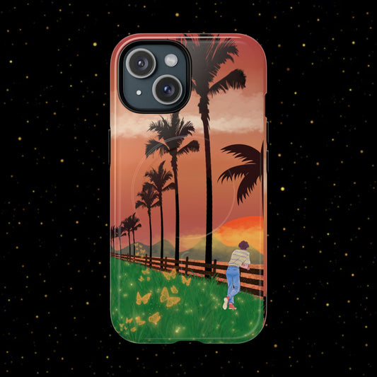 Palmen-Sonnenuntergang Robustes magnetisches Gehäuse