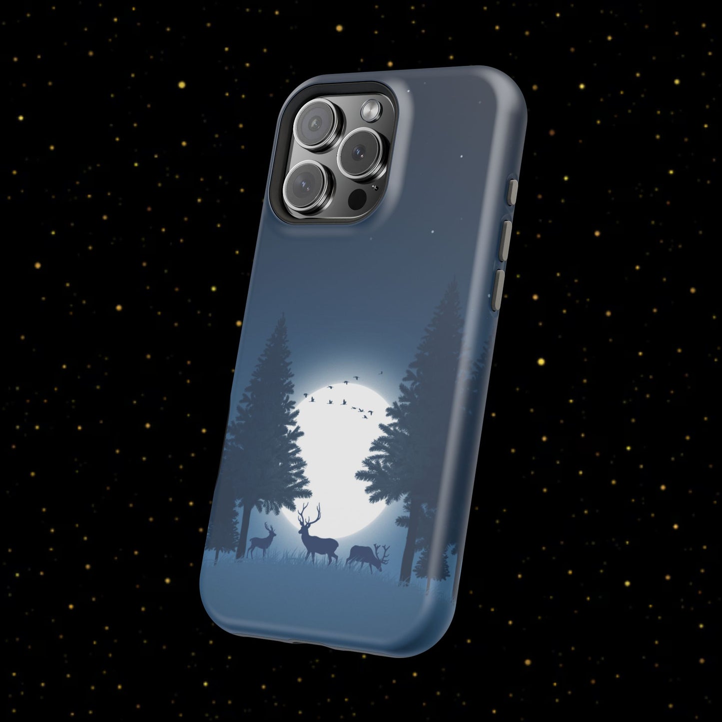Handyhülle mit Hirschmotiv aus dem Nachtwald